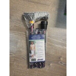 Cane - Adjustable Folding cane by Drive Medical - Black Pink Floral